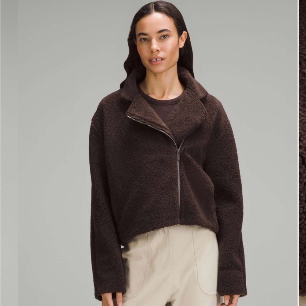 Lulemon Teddy Bear Dark Brown Sherpa Zip Jacket